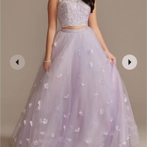 David's Bridal Lavender Floral Quinceañera dress. Underskirt hoop included.